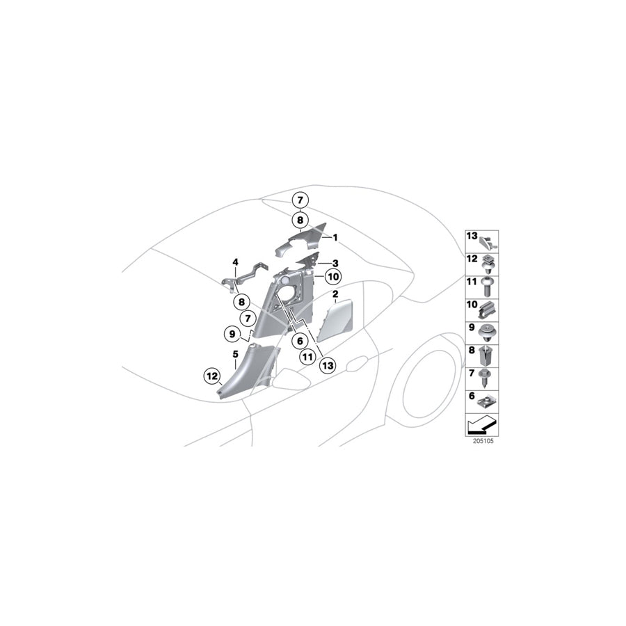 Genuine BMW 51439121824 E89 Lateral Trim Panel Rear Right (Inc. Z4 35i, Z4 23i & Z4 30i) | ML Performance EU Car Parts