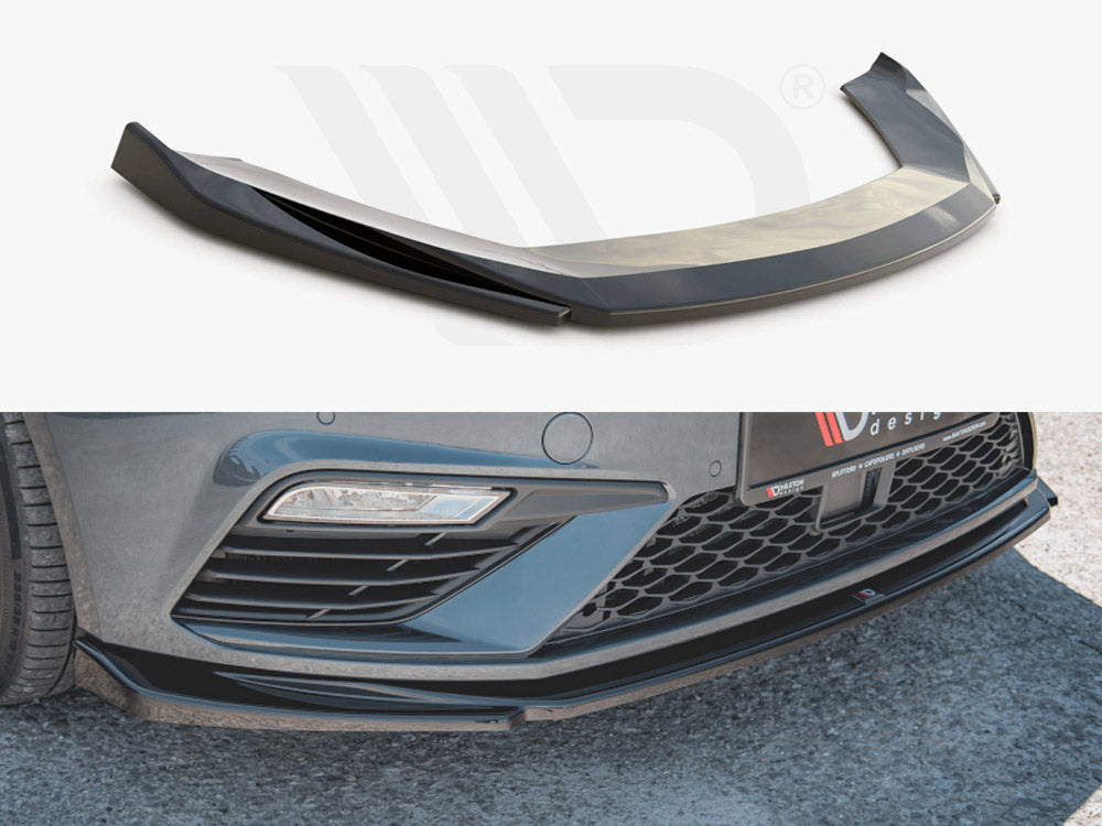 Maxton Design SE-LE-3F-CU-FD5T Front Splitter V5 Seat Leon Cupra/ Fr MK3 Facelift | ML Performance UK Car Parts
