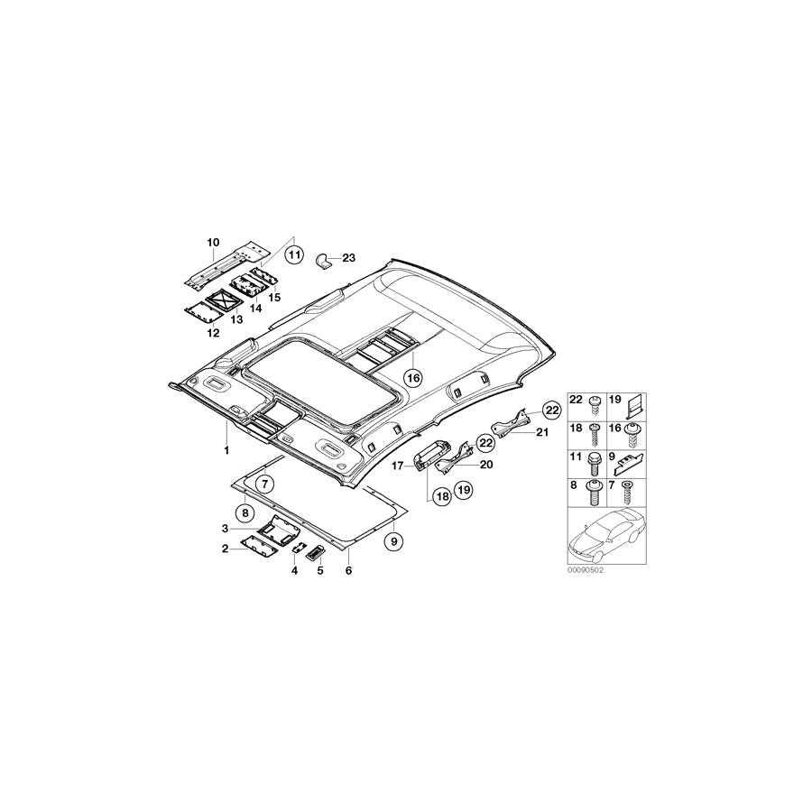 Genuine BMW 51447018380 E65 Molded Headlining F Sliding Lifting Roof STEINGRAU (Inc. 730d, 740d & 750i) | ML Performance EU Car Parts