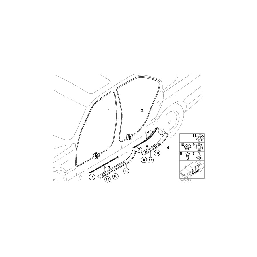 Genuine BMW 51478220227 E38 Rear Left Entrance Cover SCHWARZ (Inc. 740d, 730i & 725tds) | ML Performance EU Car Parts