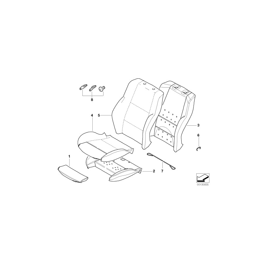 Genuine BMW 52109118472 E63 E63 Sports Seat Upholstery Parts, Right OC3 (Inc. 650i & 645Ci) | ML Performance EU Car Parts