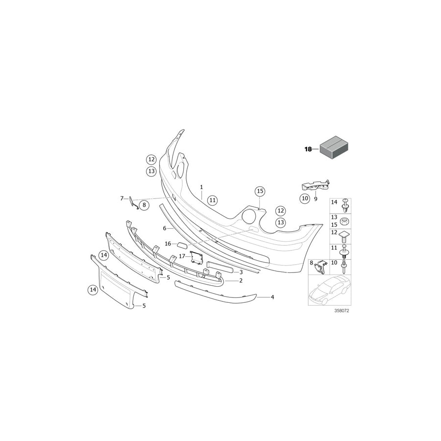 Genuine BMW 51117046910 E46 Trim Cover, Bumper, Primed, Front (Inc. 318ti, 325ti & 318td) | ML Performance EU Car Parts