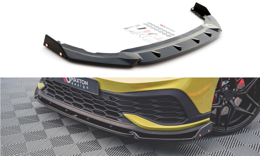 Maxton Design VW-GO-8-GTI-CS-FD1T+FSF Front Splitter + Flaps V.1 Volkswagen Golf GTI Clubsport MK8 | ML Performance UK Car Parts
