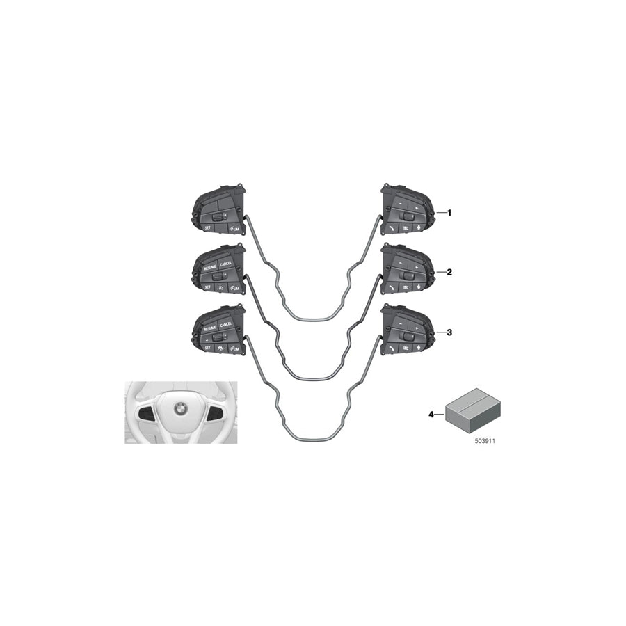 Genuine BMW 61319461225 F44 F93 G14 Switch, Multifunct. Steering Wheel (Inc. X5 50iX, 330iX & 320i) | ML Performance EU Car Parts