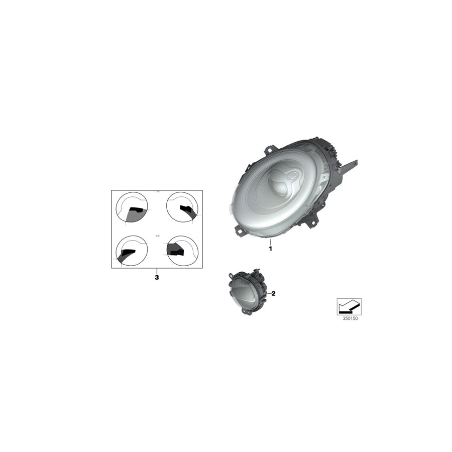 Genuine BMW 63117298267 F55 F56 Headlight Left, Turn Indicator Yellow (Inc. Cooper & Cooper S) | ML Performance EU Car Parts