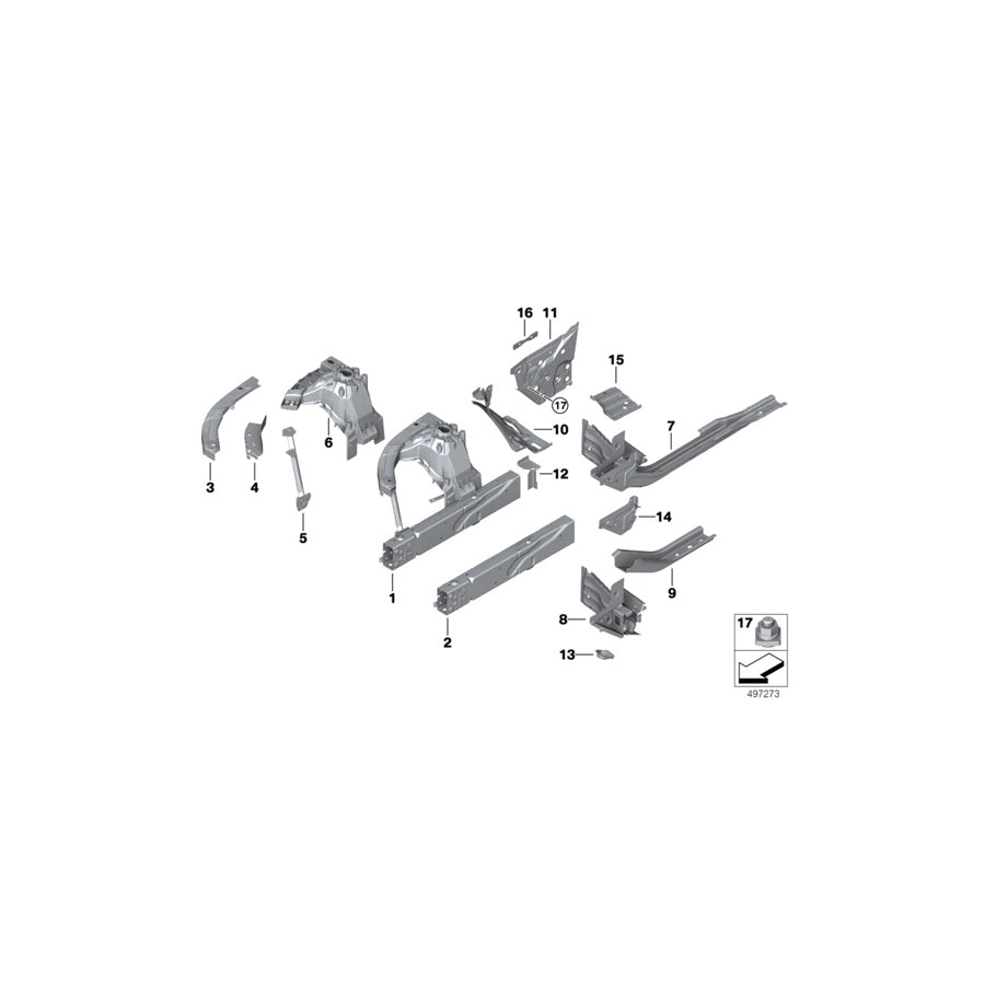 Genuine BMW 41007488030 G20 G21 Reinforcement, Side Frame, Right (Inc. 330e, 330d & M340iX) | ML Performance EU