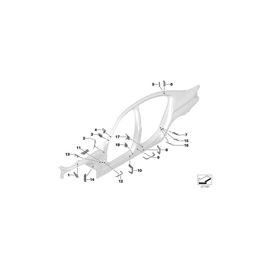 Genuine BMW 41007457797 G11 G30 G12 Shaped Part A-Pillar Bottom (Inc. 730LdX, 740iX & M550iX) | ML Performance EU