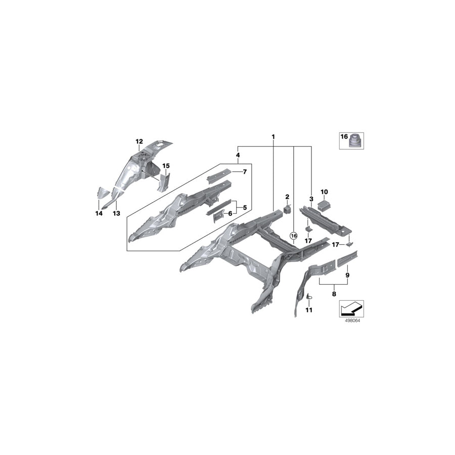 Genuine BMW 41007431634 G31 F90 G30 Extension, Side Member, Upper Right (Inc. 518d, 525d & 540i) | ML Performance EU