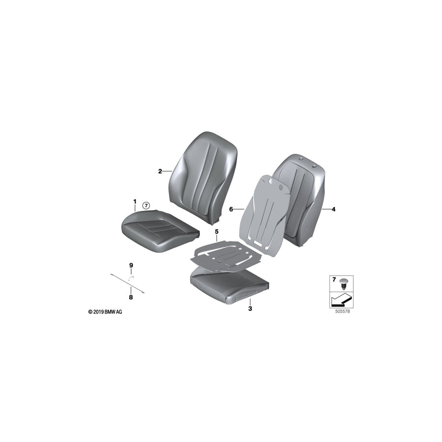 Genuine BMW 52107452352 G30 Cover, Basic Backrest,Imit. Leather,Rght K8SW SCHWARZ (Inc. 520d, 525d & 530e) | ML Performance EU