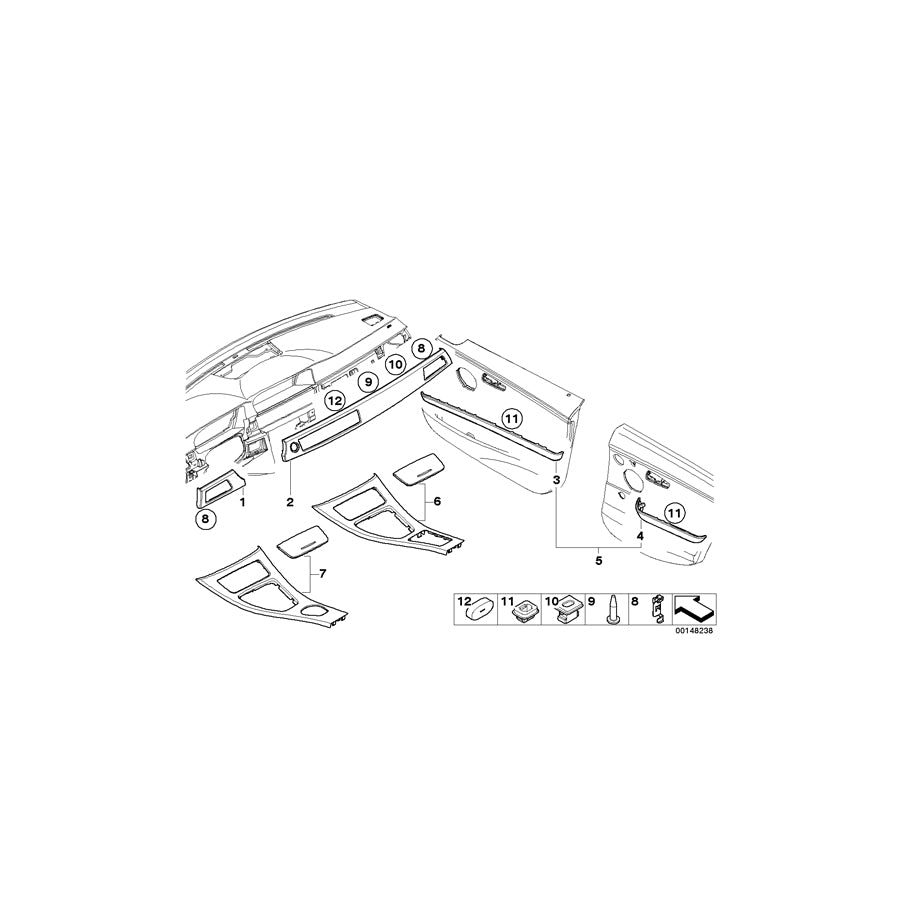Genuine BMW 51417138869 E90 E91 Trim Piece Door, Poplar Grain,Front Left (Inc. 330d, 328xi & 335xi) | ML Performance EU Car Parts