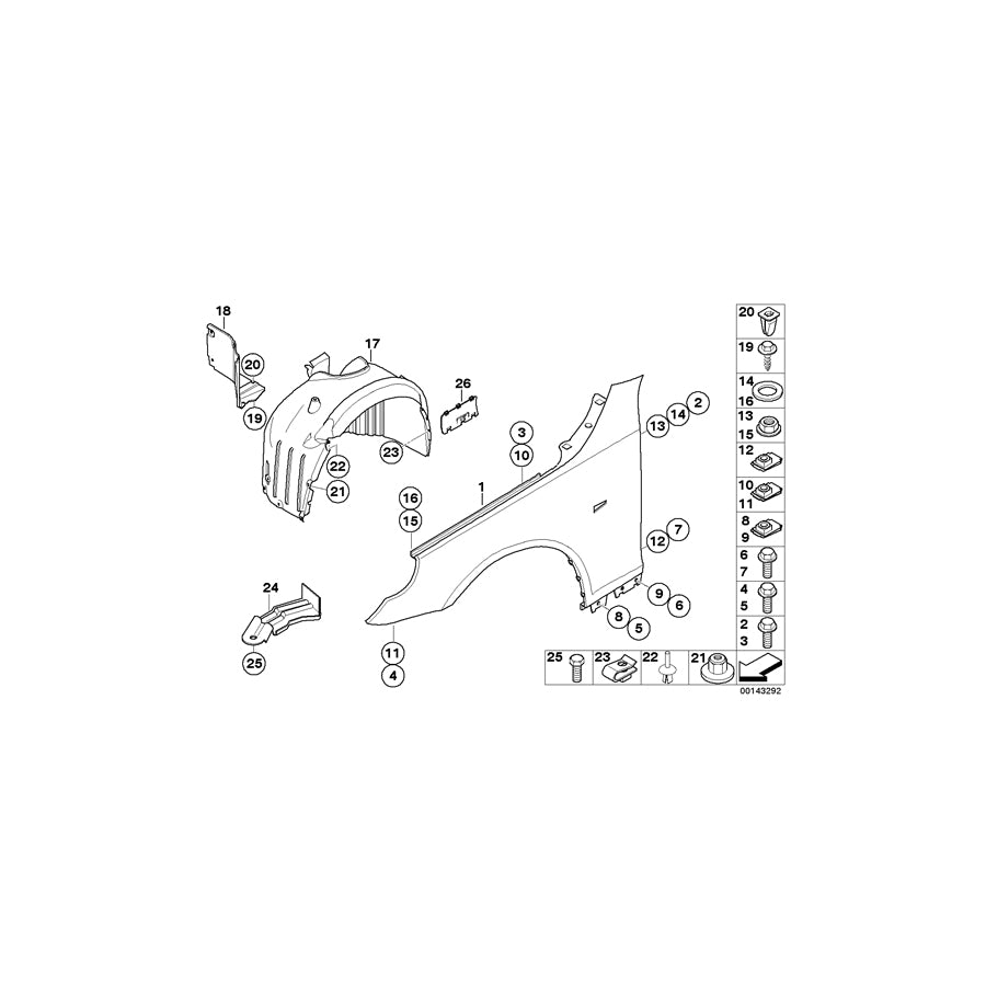Genuine BMW 41357111430 E61 E60 Side Panel, Front Right (Inc. 520d, 535i & 545i) | ML Performance EU