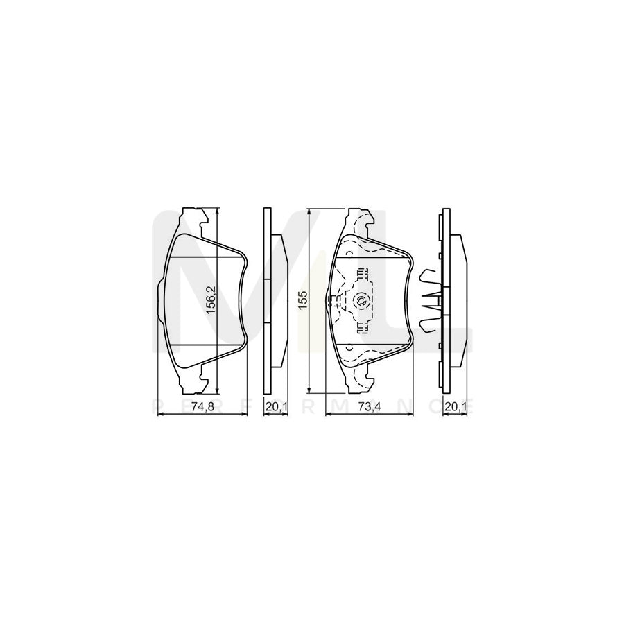 Bosch 0986494202 Brake Pad Set With Anti-Squeak Plate, With Mounting Manual BP1113 | ML Performance Car Parts