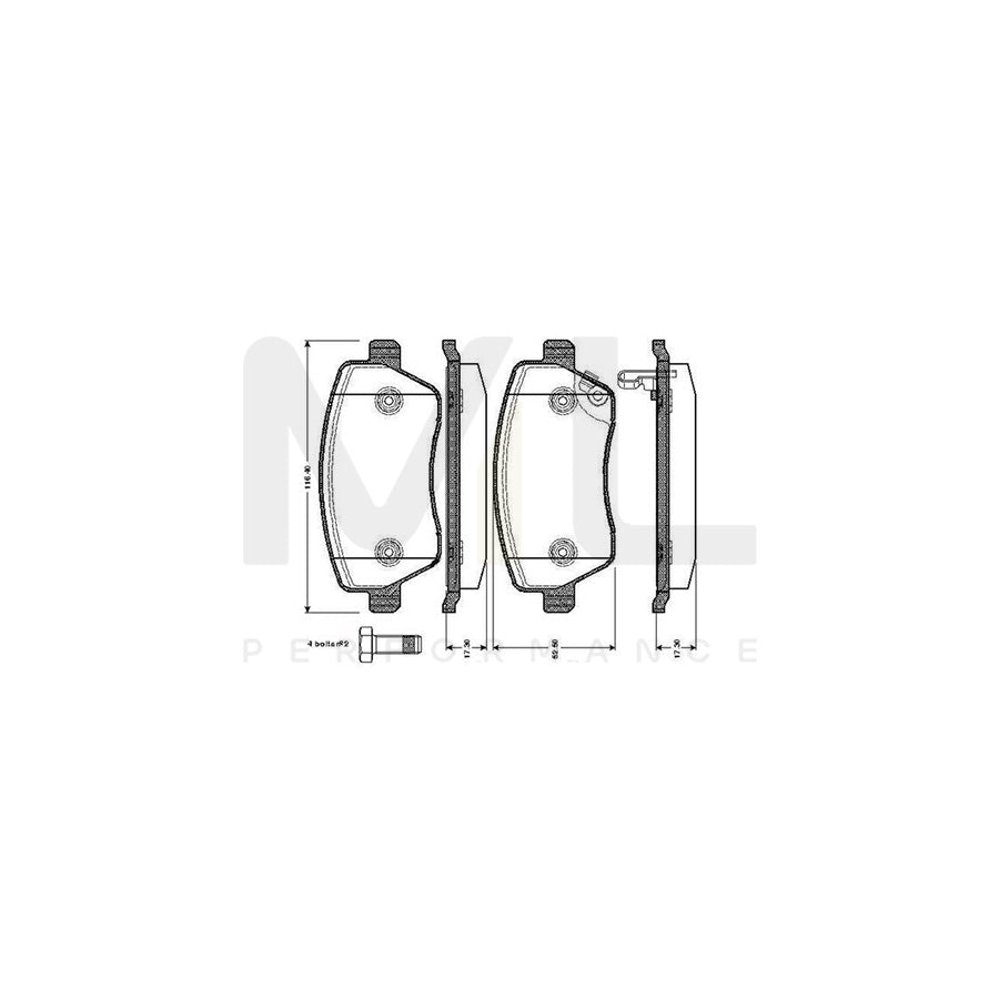 Bosch 0986Tb2965 Brake Pad Set Excl. Wear Warning Contact, With Bolts, With Accessories | ML Performance Car Parts