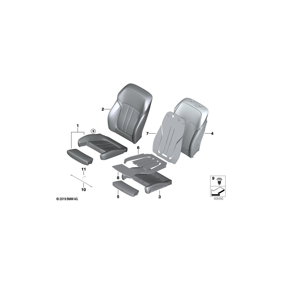 Genuine BMW 52107478175 G11 G32 G12 Comfort Seat Upholstery, Right CIS3 (Inc. 530i, 750iX & 640iX) | ML Performance EU