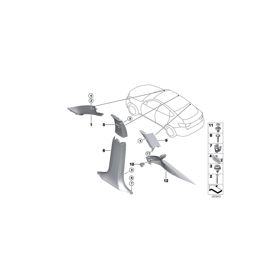 Genuine BMW 51437369052 F16 Cover, Column D, Right GRAU (Inc. X6 50iX 4.0, X6 50iX 4.4 & X6 50iX) | ML Performance EU Car Parts