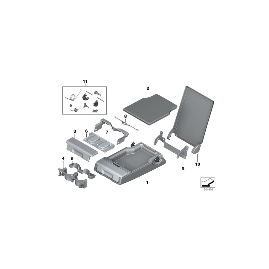 Genuine BMW 52207277989 F10 Armrest Lower Leather LCDE EVER.GRAU (Inc. 535i, 550i & 528iX) | ML Performance EU Car Parts