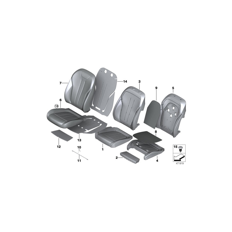 Genuine BMW 52107946569 G11 G12 Cover For Comfort Backrest,Leather Left MOKKA (Inc. 740dX, Alpina B7 & 730Li) | ML Performance EU