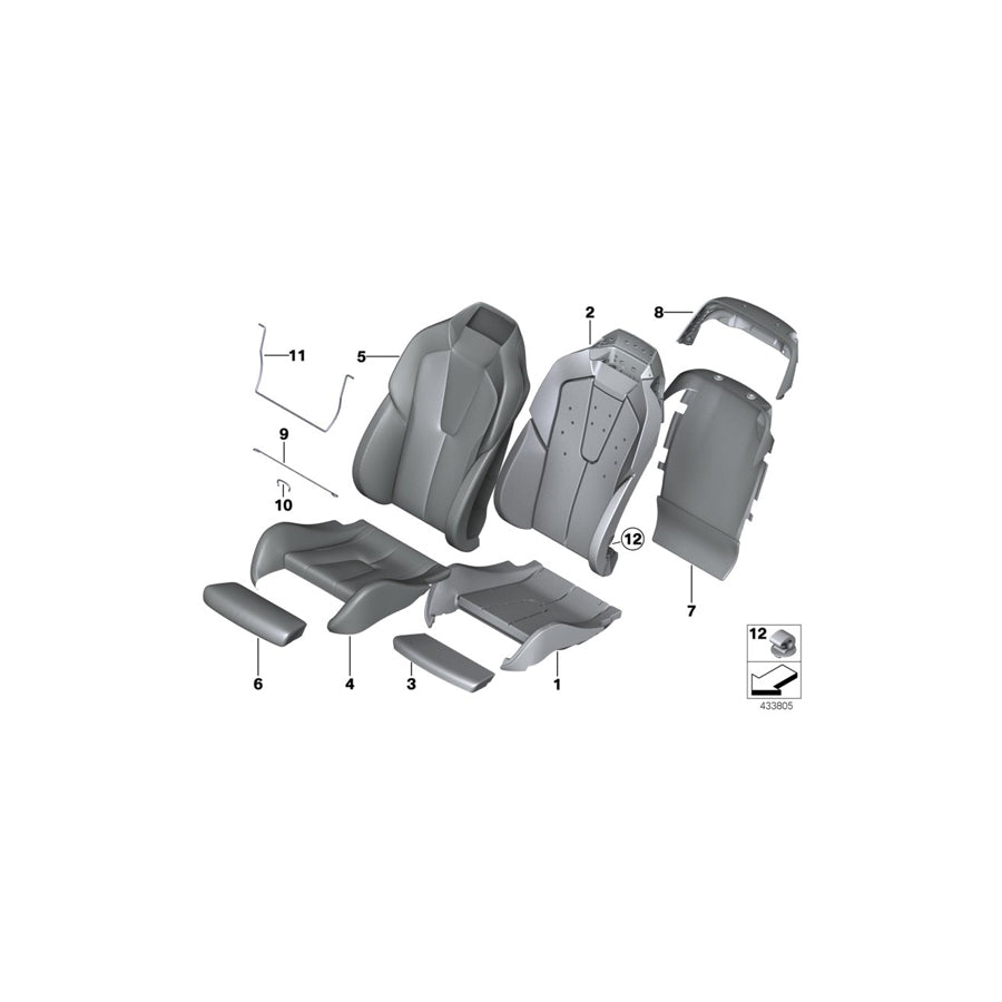 Genuine BMW 52108052982 F13 F06 F12 Sports Seat Cover Leather Right LKSW,X3SW SCHW (Inc.  & M6) | ML Performance EU Car Parts