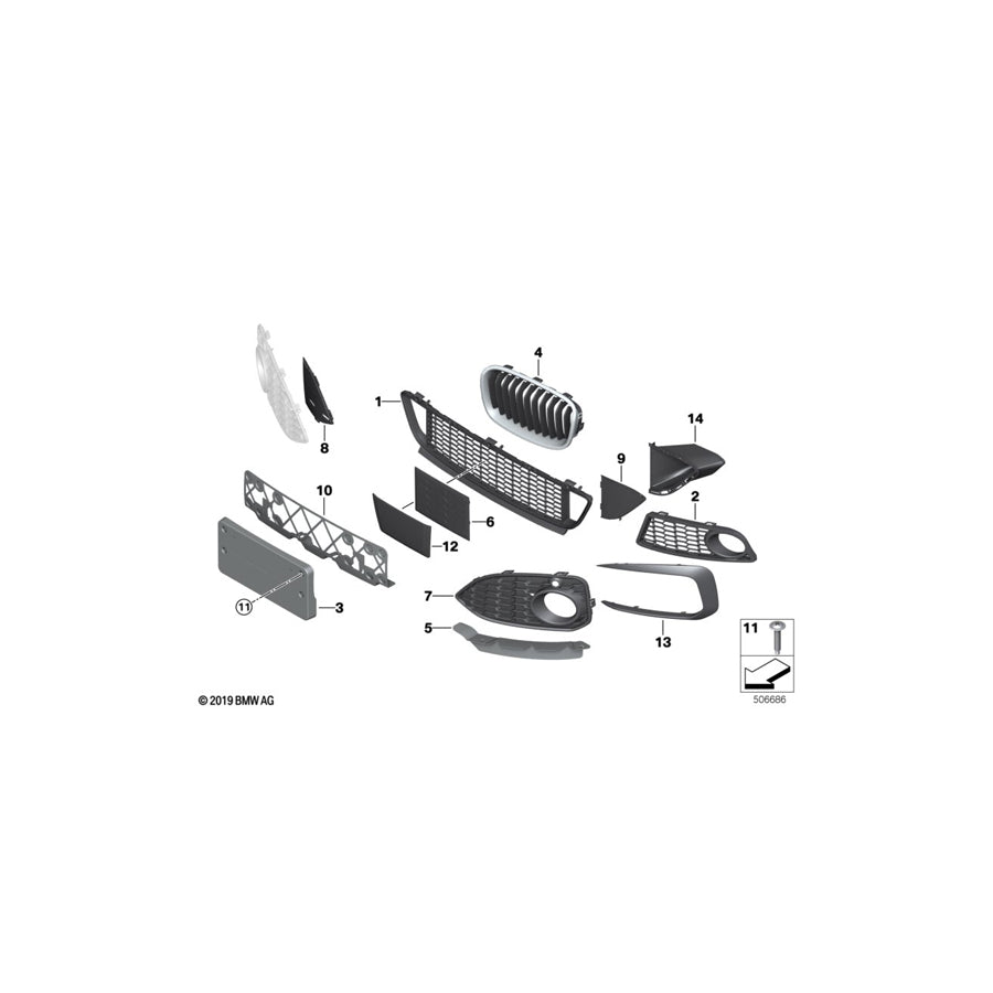 Genuine BMW 51118057035 F22 F23 Licence Plate Base (Inc. 230i, M240i & M235i) | ML Performance EU