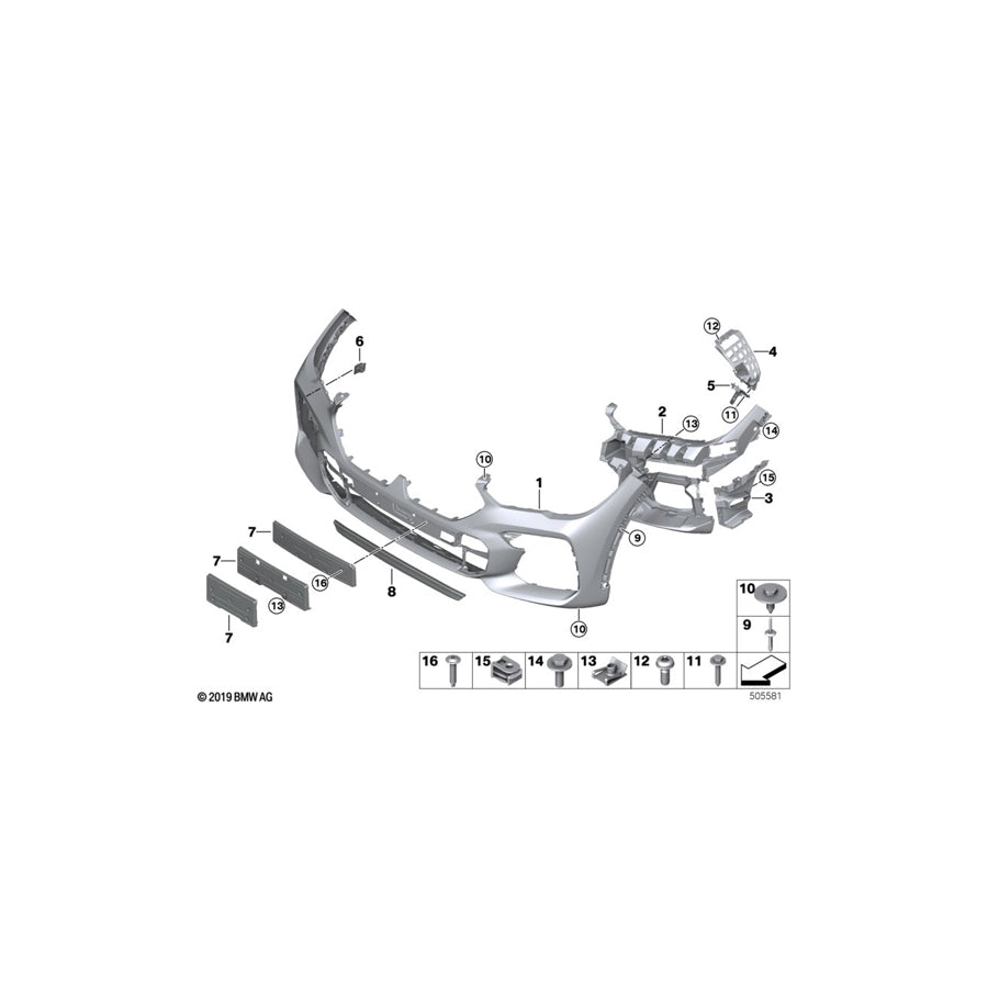 Genuine BMW 51118098864 G06 Trim Cover, Bumper, Primed, Front M (Inc. X6 30iX, X6 40iX & X6 M50dX) | ML Performance EU