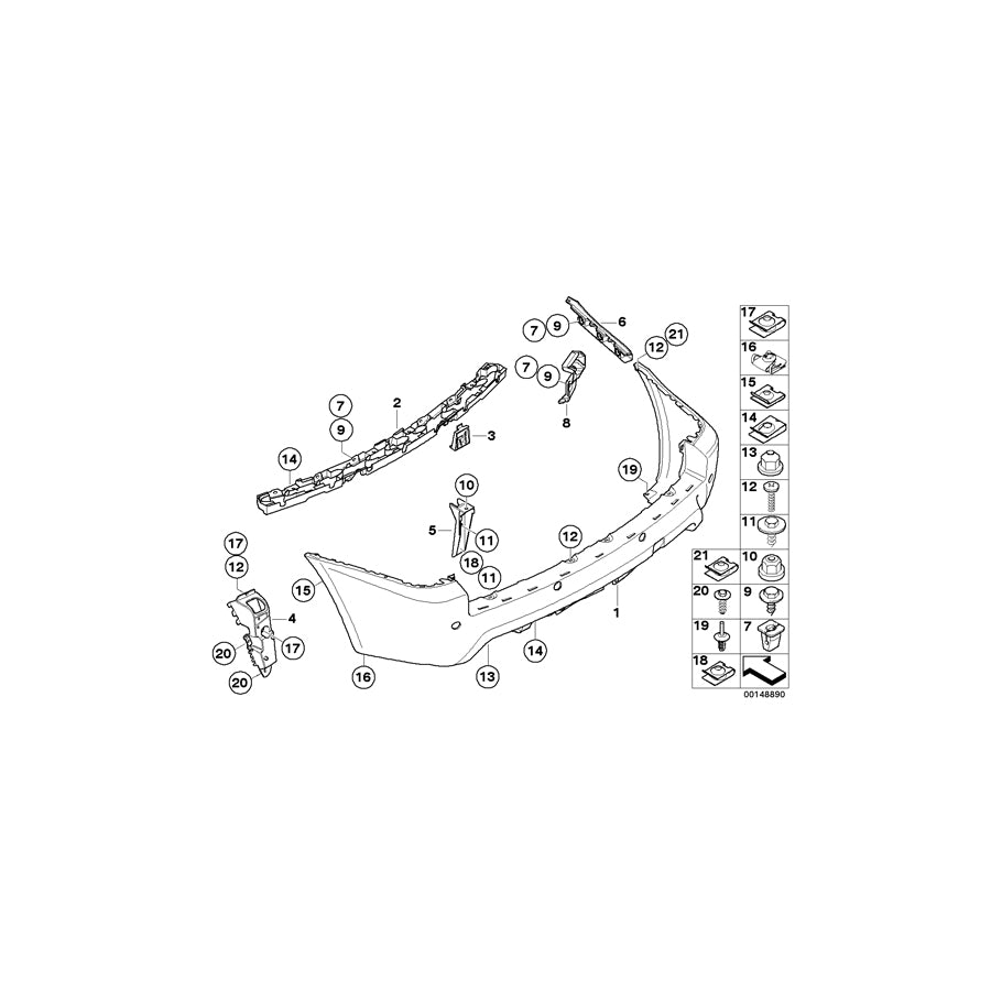 Genuine BMW 51123416947 E83 Bumper Trim Panel, Primed, Rear M (Inc. X3 2.0d, X3 2.5i & X3 2.0i) | ML Performance EU