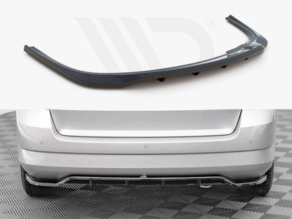 Maxton Design SK-FA-3-RD1T+RD2T Central Rear Splitter (vertical Bars) Skoda Fabia Combi MK3 (2014-2019) | ML Performance UK Car Parts