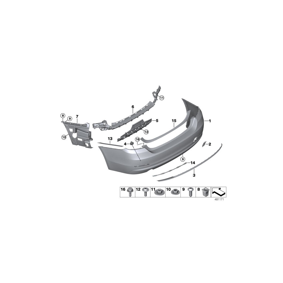 Genuine BMW 51127496116 F36 Bumper Trim Panel, Primed, Rear 2FLUTIG PDC/PMA (Inc. 425d, 420d & 420dX) | ML Performance EU