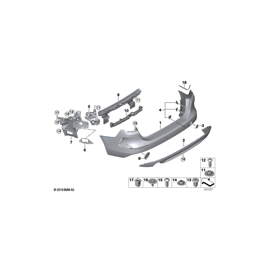Genuine BMW 51127490940 F44 Cover, Bumper, Rear Right (Inc. 228iX, 218i & 220d) | ML Performance EU
