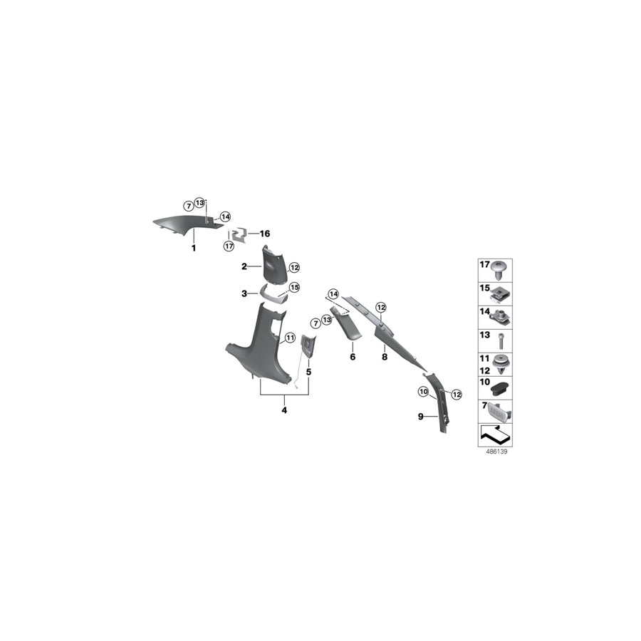 Genuine BMW 51438073699 G32 Left Column A Cover ANTHRAZIT (Inc. 630i, 630iX & 630dX) | ML Performance EU Car Parts