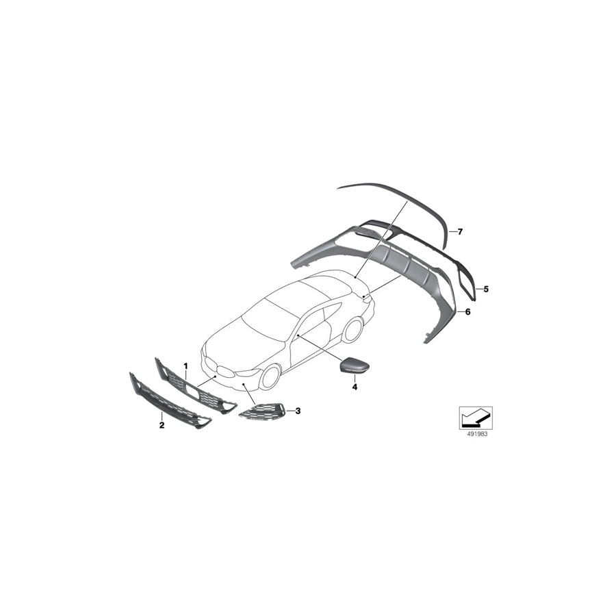 Genuine BMW 51128075837 G16 Trim Panel, Bumper, Rear, Bottom M CFK (Inc. 840dX, 840i & 840iX) | ML Performance EU