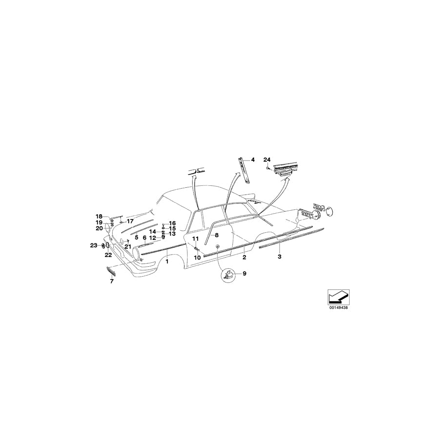 Genuine BMW 51135001705 Molding, Side Panel, Front Left (Inc. 700LS, 700 & 700L) | ML Performance EU