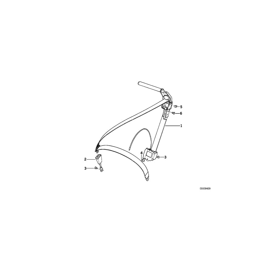 Genuine BMW 72118108724 E31 Upper Belt Front Right W.Black Covering PERGAMENT (Inc.  & 850Ci) | ML Performance EU Car Parts