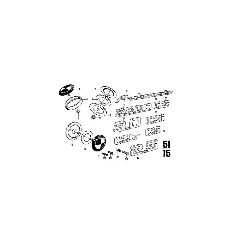 Genuine BMW 51141810790 Emblem ''S'' (Inc. 2800CS & 3.0CS) | ML Performance EU