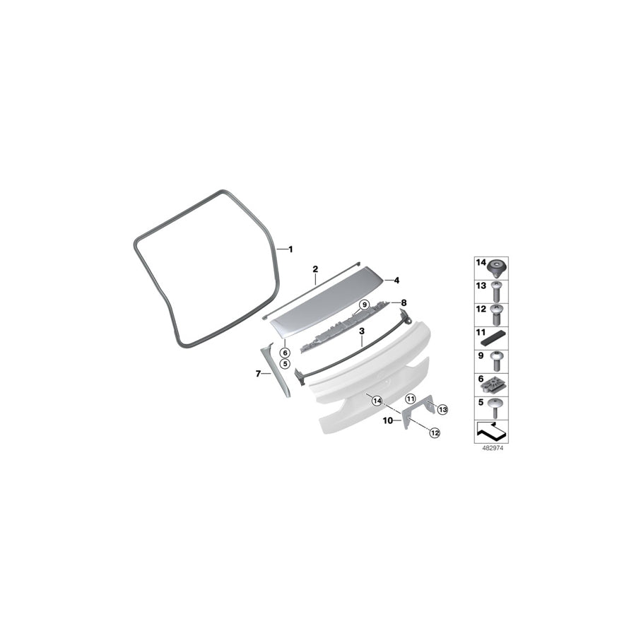 Genuine BMW 51767390377 G31 Seal For Roof, Rear (Inc. 520d, 530d & 520dX) | ML Performance EU Car Parts