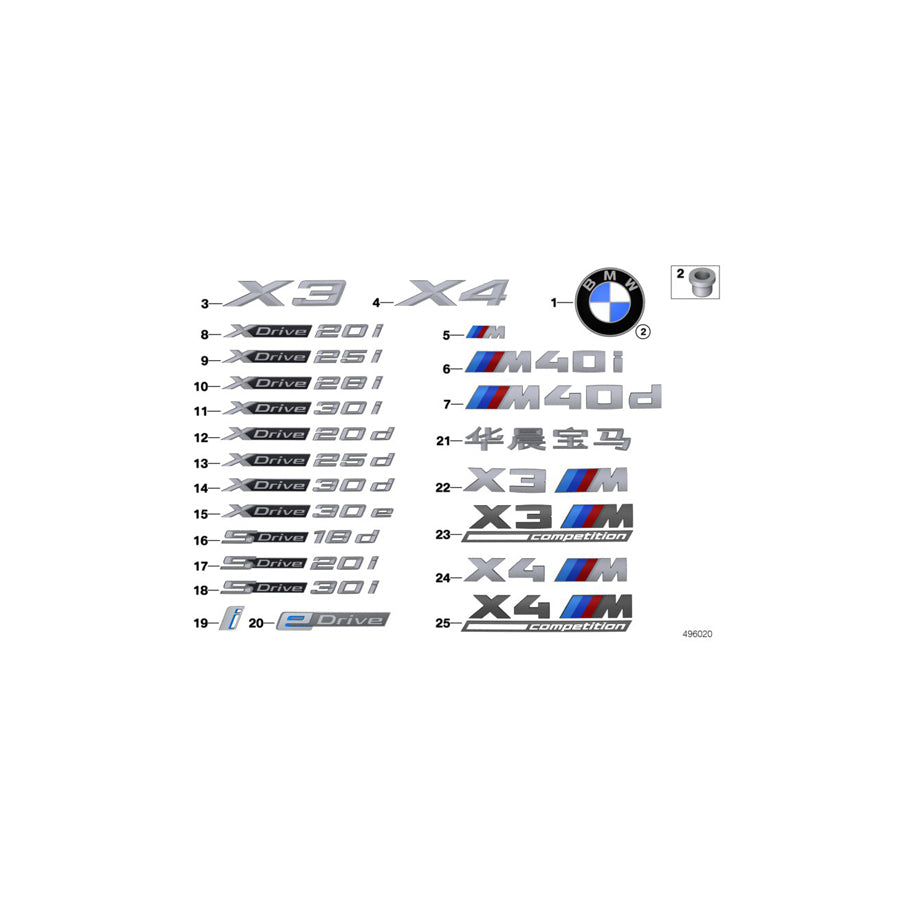 Genuine BMW 51148737327 G01 G02 Label X DRIVE 20D (Inc. X3 20dX & X4 20dX) | ML Performance EU