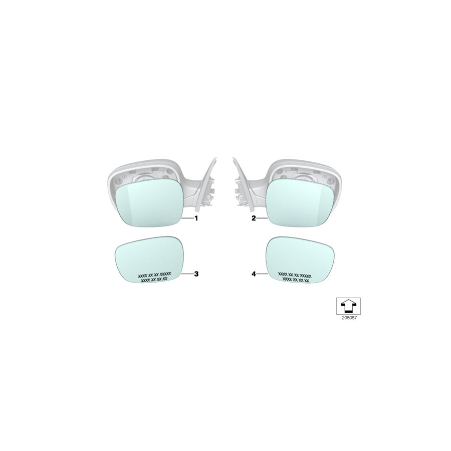 Genuine BMW 51163454947 E83 Mirror Glas, Wide-Angle, Left (Inc. X3 3.0sd, X3 2.5si & X3 2.0i) | ML Performance EU