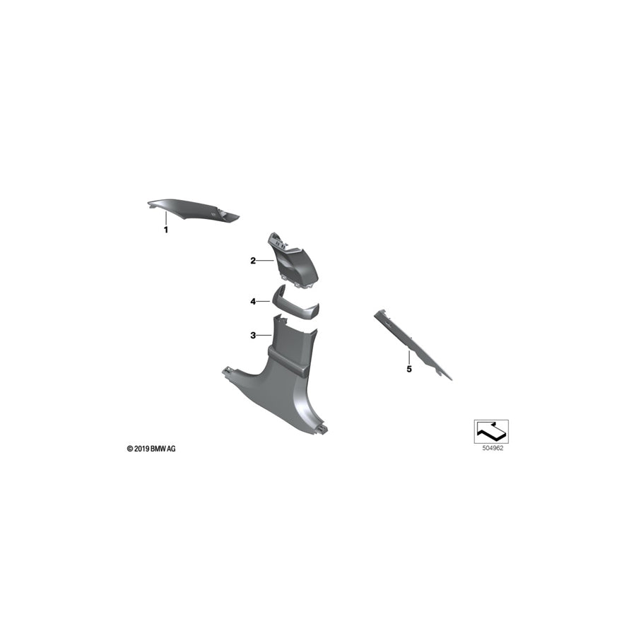 Genuine BMW 51437995860 F93 G16 B-Pillar Trim Panel, Leather, Center Rt TARTUFO (Inc. M850iX, 840i & M8) | ML Performance EU Car Parts