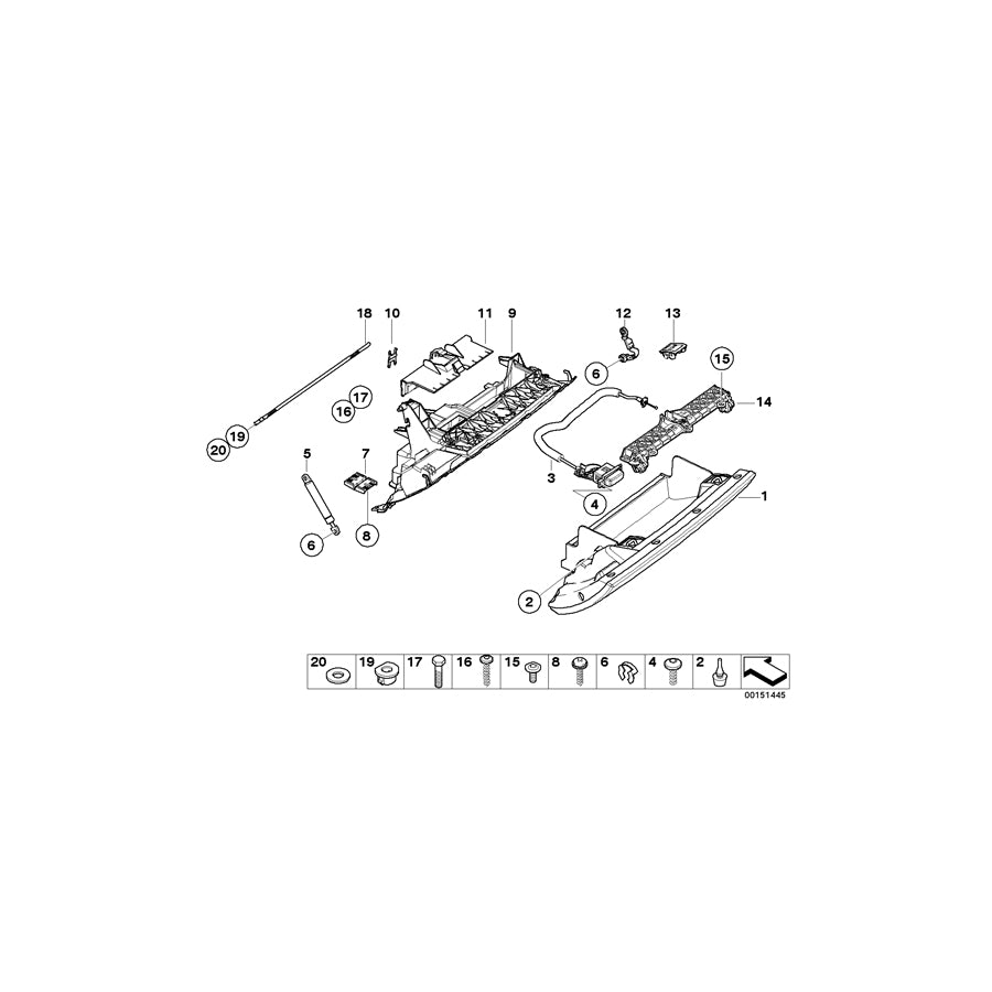 Genuine BMW 51167044003 E65 E66 E67 Key Button F Glove Box SILBER DUNKEL (Inc. 730d, 745LiS & 760Li) | ML Performance EU