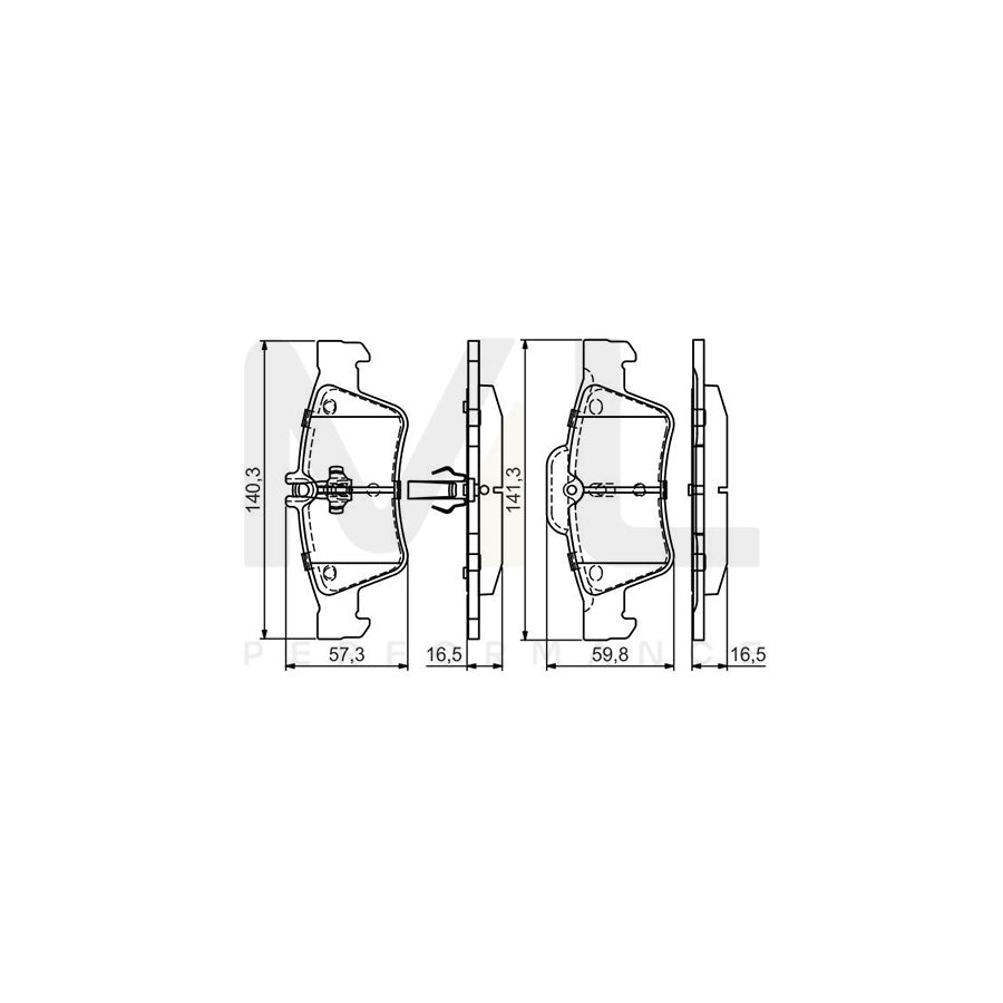 Bosch 0986495449 Brake Pad Set With Anti-Squeak Plate, With Mounting Manual, With Piston Clip BP2081 | ML Performance Car Parts