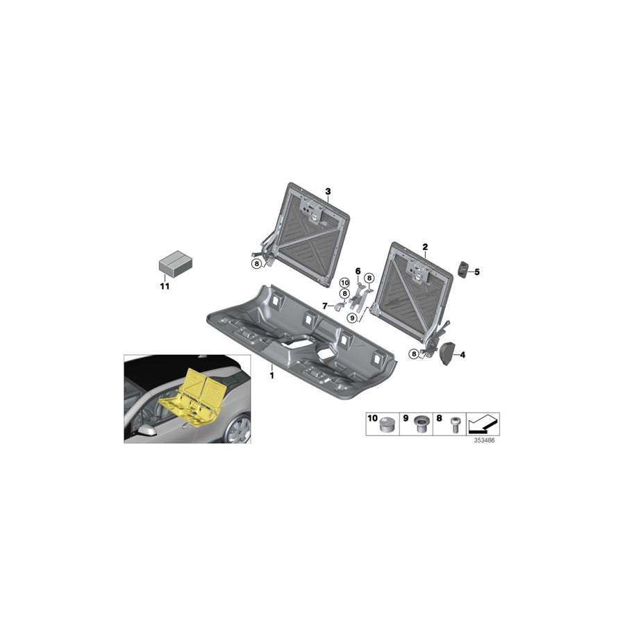 Genuine BMW 52207304330 I01 I01 Trim Cover, Backrest Bearing, Right (Inc. i3 120Ah Rex, i3 120Ah & i3 94Ah Rex) | ML Performance EU