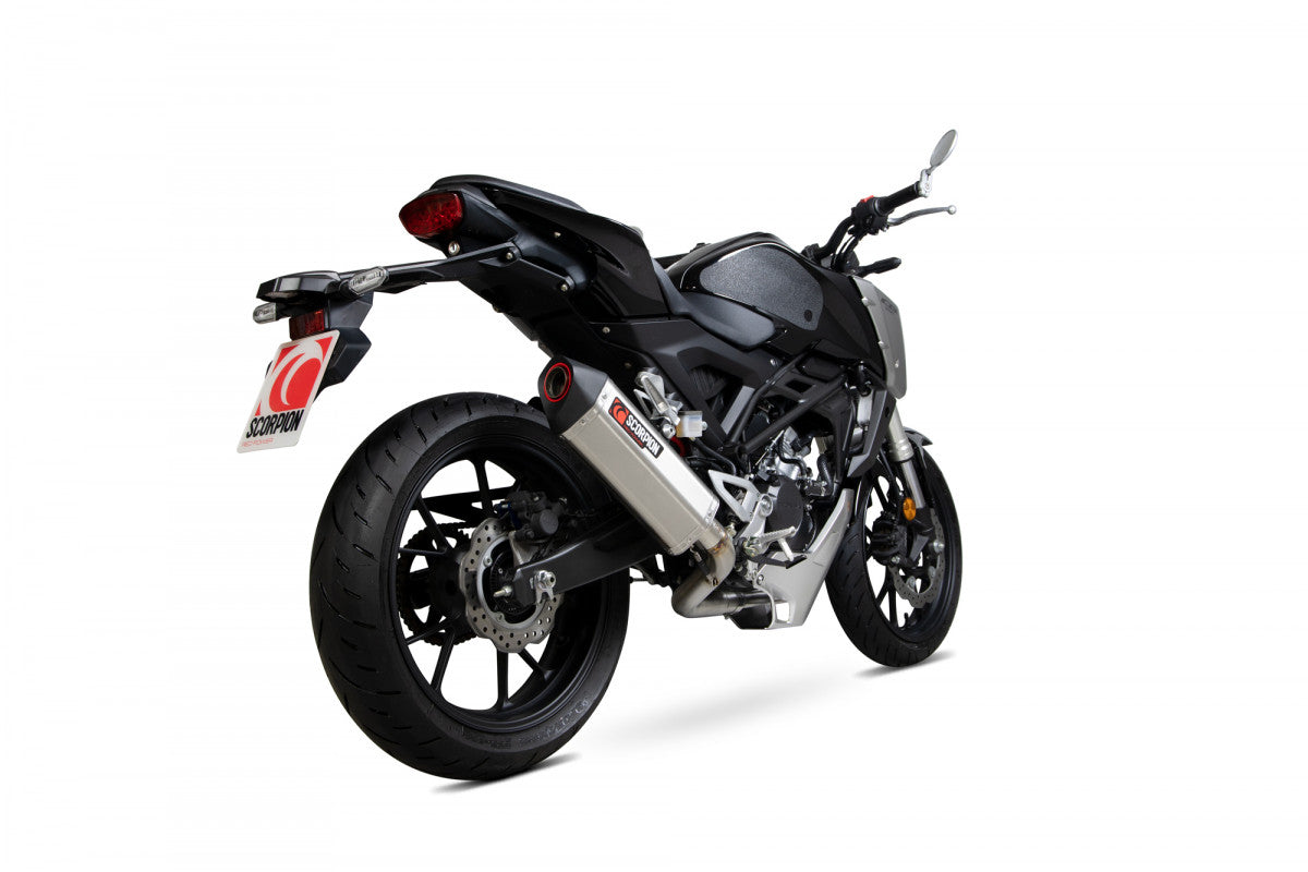 Scorpion RHA183SYSSEO Honda CB125 R Serket Parallel Full System - Brushed Stainless Steel Sleeve | ML Performance EU EU
