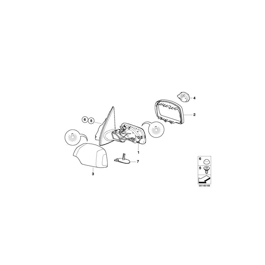 Genuine BMW 51167039907 E53 Exterior Mirror, No Lens, Heated, Left (Inc. X5 3.0d, X5 3.0i & X5 4.4i) | ML Performance EU Car Parts