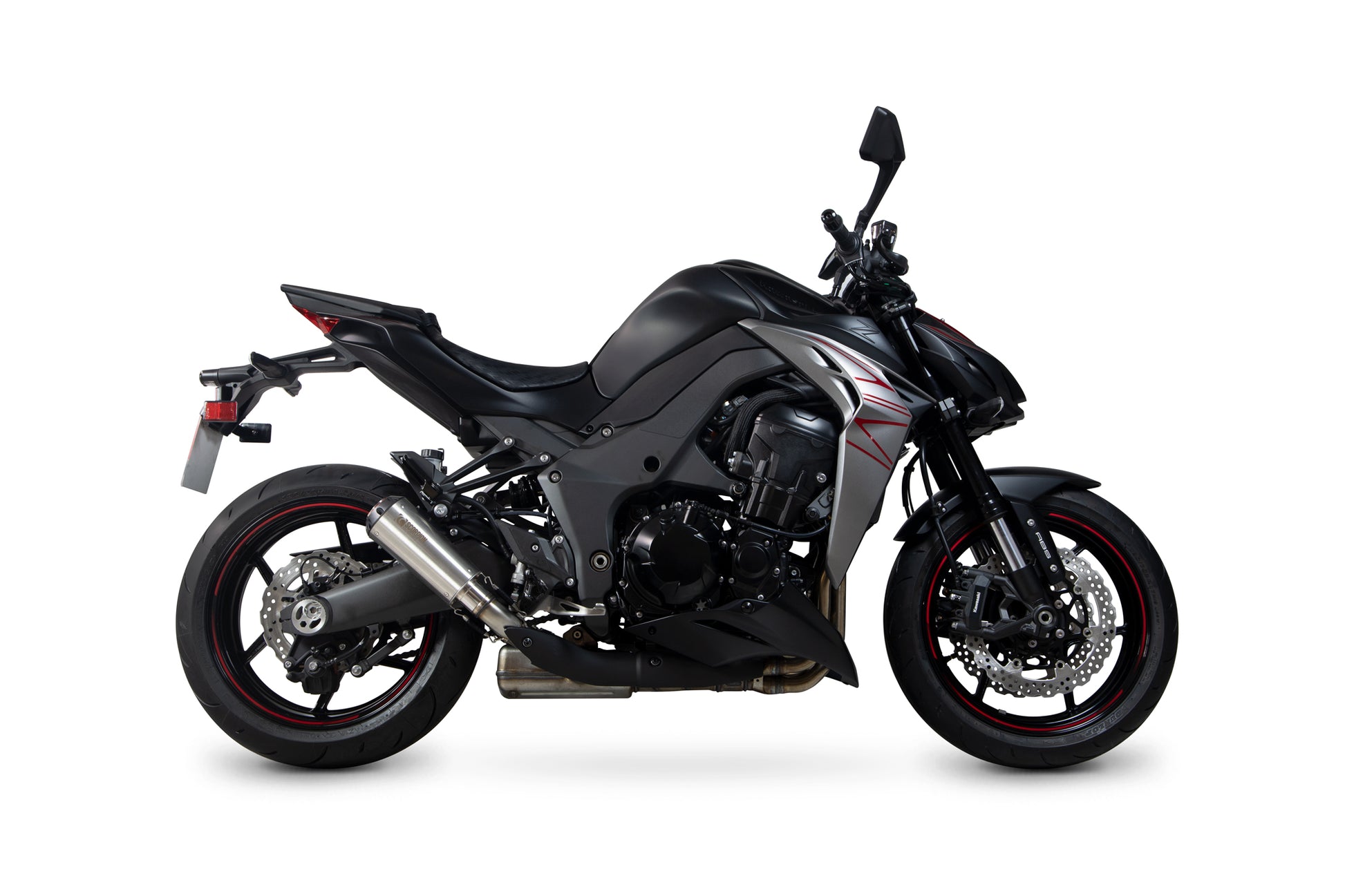 Scorpion PKA131SEO Kawasaki Z1000 Red Power Slip-On (Pair) - Brushed Stainless Steel Sleeve | ML Performance EU EU