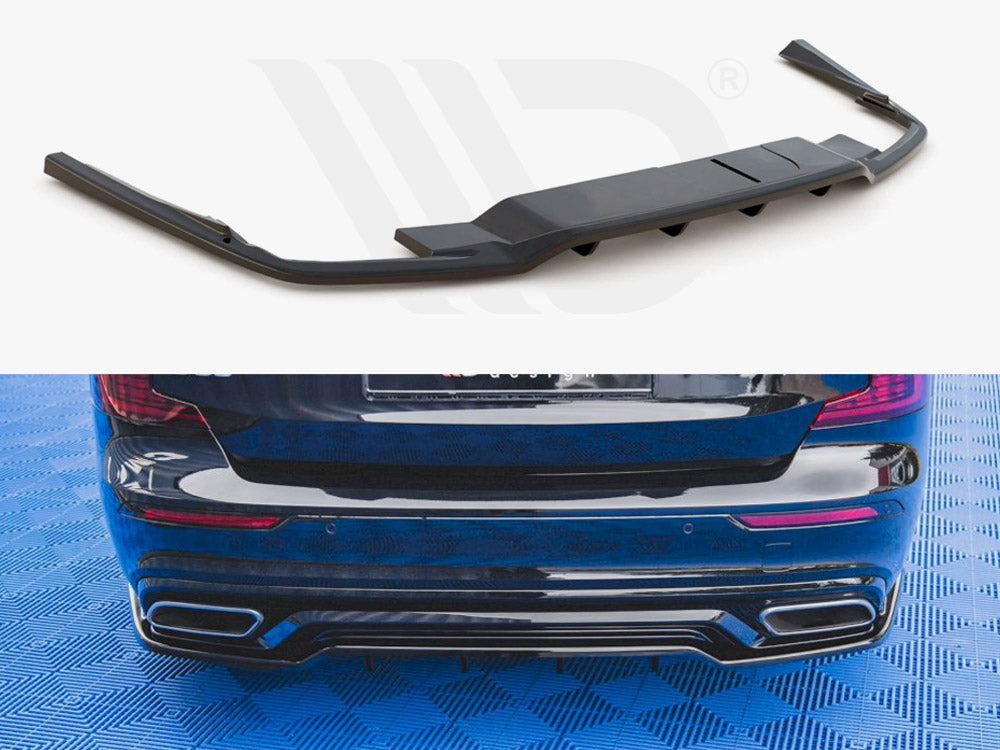 Maxton Design VO-S60-3-RDESIGN-RD1T Central Rear Splitter (w/ Vertical Bars) Volvo S60/v60 R-design MK3 (2018-) | ML Performance UK Car Parts