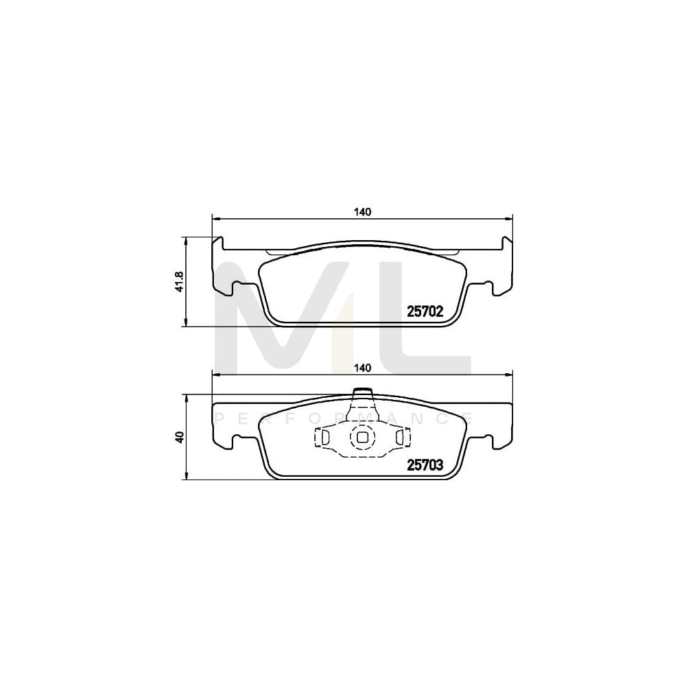 Hella 8DB 355 020-801 Brake Pad Set Not Prepared For Wear Indicator | ML Performance Car Parts