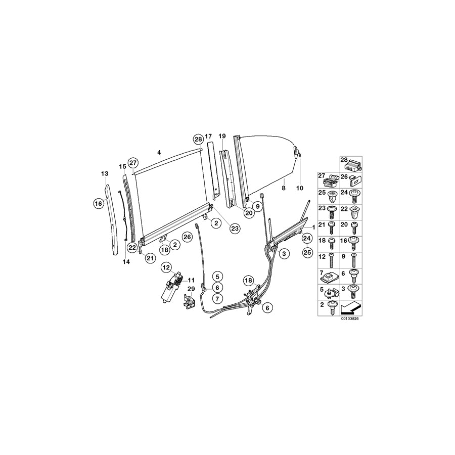 Genuine BMW 51169122628 E66 Right Rear Door Sun Blind ANTHRAZIT (Inc. 735Li, 750Li & 730Ld) | ML Performance EU