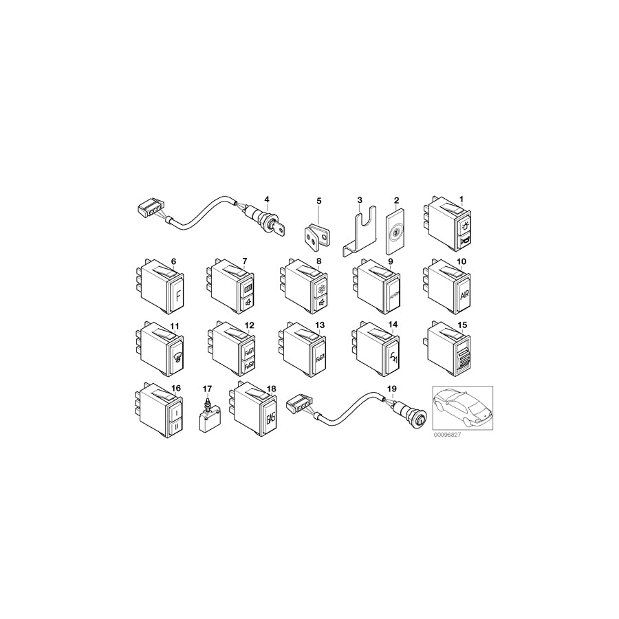 Genuine BMW 61318360356 E38 Tone Sequence Control System Switch (Inc.  & 750iLS) | ML Performance EU Car Parts