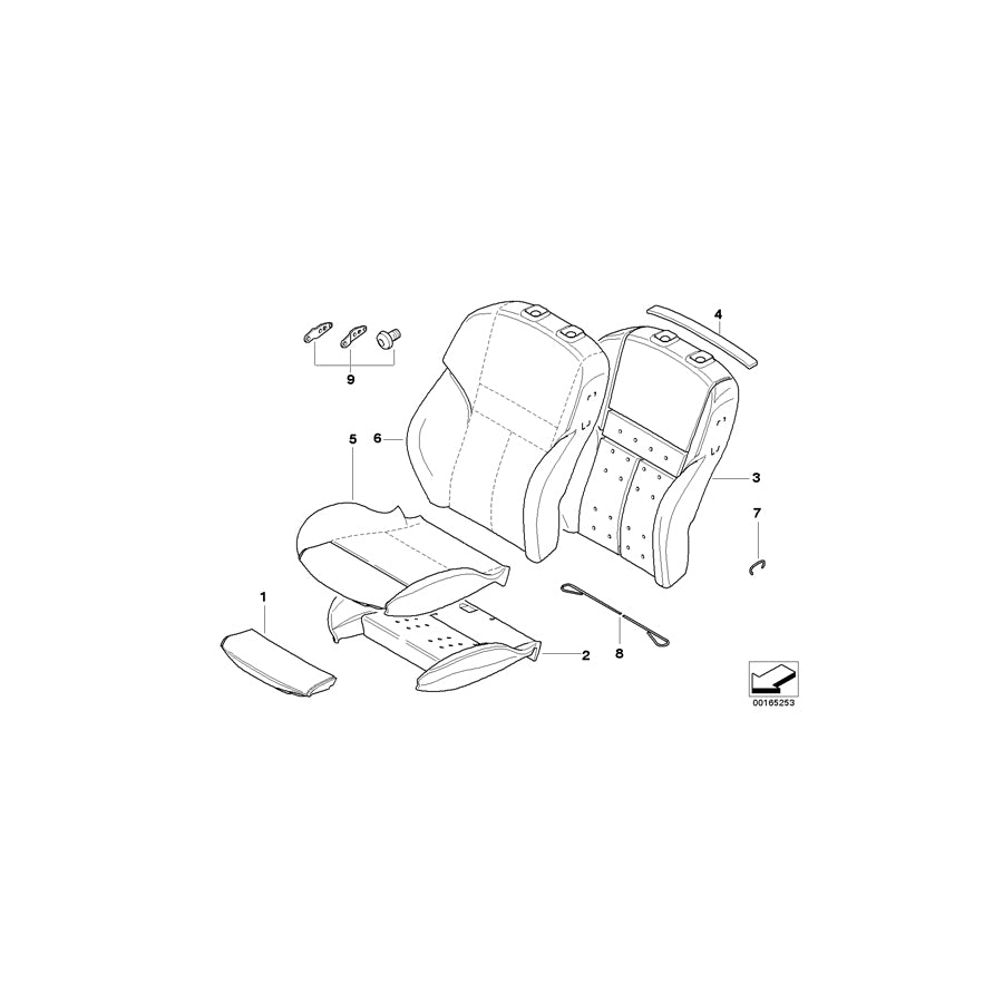 Genuine BMW 52107918690 E63 Cover, Sports Seat, Backrest Leather PORTLAND NATUR (Inc.  & M6) | ML Performance EU Car Parts