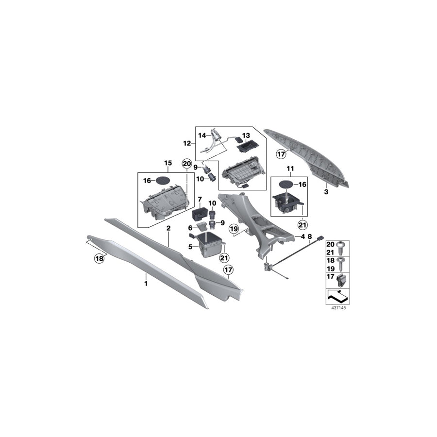 Genuine BMW 51169238173 F13 F06 F12 Trim Panel, Center Console, Front Left OYSTER (Inc. 640d, 640iX & 640dX) | ML Performance EU Car Parts