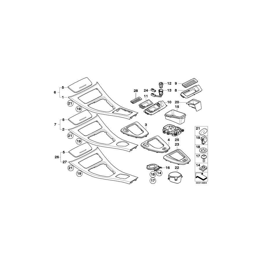 Genuine BMW 51166970136 E90 E91 Cover Center Console TITAN 90 (Inc. 325d, 318i & 320d) | ML Performance EU Car Parts